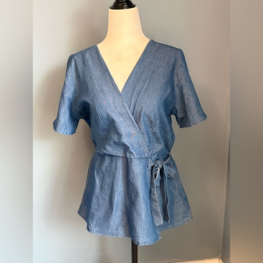 Blue Wrap Blouse